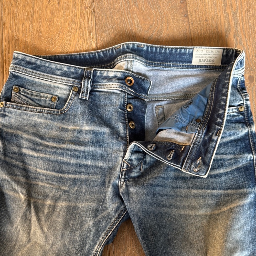 Diesel Safado Blue Slim Jeans with Distressed Look